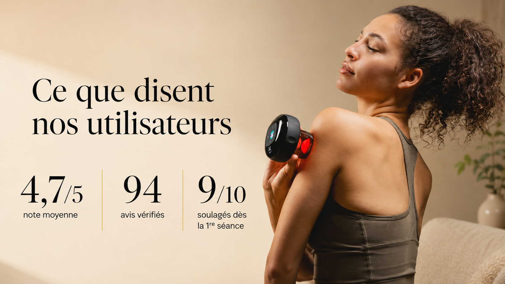 4,7/5 · 94 avis vérifiés · 9 sur 10 soulagés dès la 1re séance